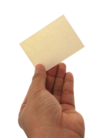mão segurando o cartão de nome comercial em branco no arquivo png de fundo transparente