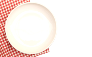 plate on tablecloth on transparent background png file