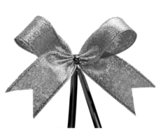silver ribbon with bow on transparent background png file