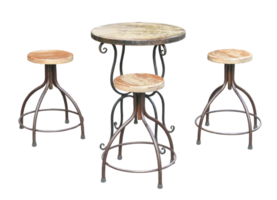 Wooden chairs and round table isolated on transparent background png file