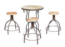 Wooden chairs and round table isolated on transparent background png file