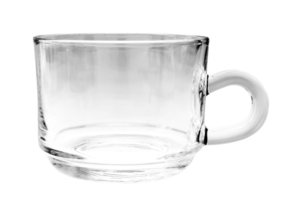 taza de té de vidrio vacía en un archivo png transparente