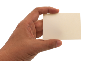 hand som håller tomt visitkort på transparent bakgrund png-fil png