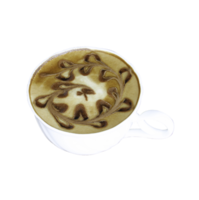 latte coffee art in a cup on transparent background png file