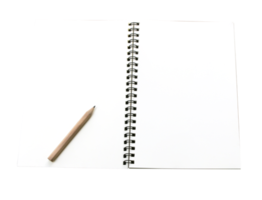 carnet et crayon isolé sur fond blanc png