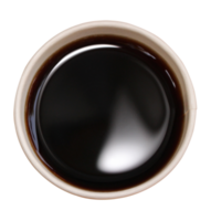 Top view of a paper cup of black coffee on transparent background png file