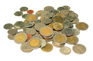 monedas tailandesas aisladas en archivo png de fondo transparente