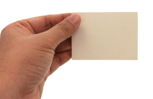 main tenant une carte de visite vierge sur fond transparent fichier png