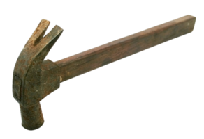 old carpenter's hammer isolated on transparent background png file
