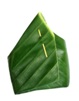 Sticky rice with steamed custard, wrapped in banana leaves on transparent background png file