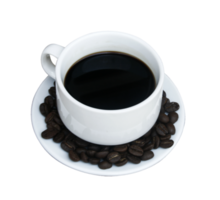 café en una taza con semillas en un archivo png de fondo transparente