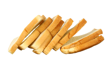 Rows of bread, rows of slices on transparent background png file