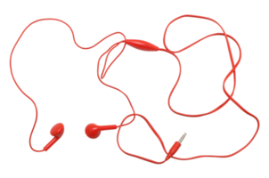 red earphone on transparent background png file