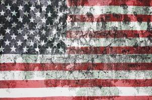 USA flog overlay on old color skin on cement wall texture for background use photo