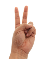 Hand with two fingers up on transparent background png file