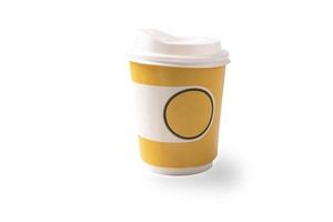 Hot coffee cup made from paper isoloated over white background - isoloted object over white background with clipping path photo