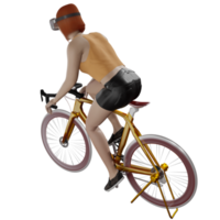 mujer con gafas vr simulador de ciclismo ilustración 3d png