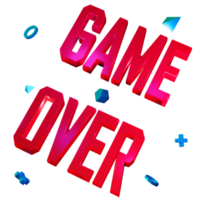 text game over glowing neon font 3d illustration png