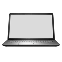 ordinateur portable, écran blanc, clavier, 3d, illustration png