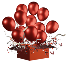 ballon avec boîte boîte cadeau ouverte ballons à l'hélium célébrer le grand jour png