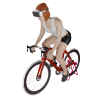 donna che indossa occhiali vr ciclismo simulatore illustrazione 3d png