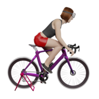 donna che indossa occhiali vr ciclismo simulatore illustrazione 3d png
