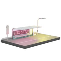 illustration 3d de dessin animé de modèle d'arrêt de bus png