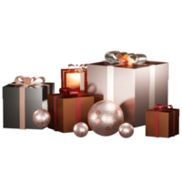 geschenkdoos en kristallen bol 3d illustratie png