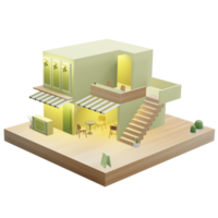 illustrazione 3d del modello del fumetto del ristorante della caffetteria del negozio di caramelle png