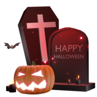 pumpkin halloween night gravestones bats and ghosts 3d illustration