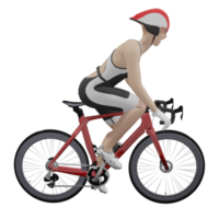 corredor de bicicleta, mujer, 3d, ilustración png