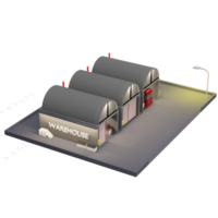 armazém logístico moderno modelo de desenho animado de armazém ilustração 3d png