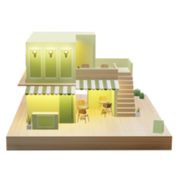 snoepwinkel coffeeshop restaurant cartoon model 3d illustratie png