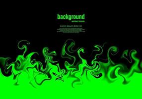 Green flame pattern on black background vector