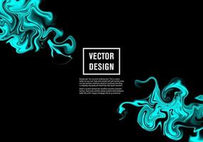 Cyan color abstract liquid paint on black background vector