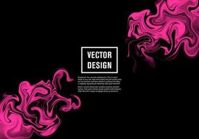 Pink abstract paint spill over black background vector