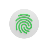 Fingerprint 3d icon model cartoon style concept. render illustration png