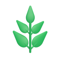 Leaf of plant 3d icon model cartoon style concept. render illustration