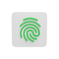 Fingerprint 3d icon model cartoon style concept. render illustration png