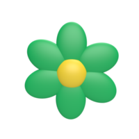 Flower 3d icon model cartoon style concept. render illustration png