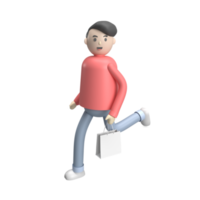 3D man carrying shopping bag. render object png