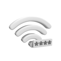 3D Wifi icon with password concept. rendered illustration png