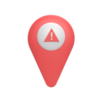 3D pin map with Exclamation mark. Rendered illustration png