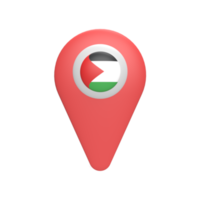 Mapa de pines 3d con bandera palestina. ilustración procesada