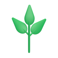 feuille de concept de style de dessin animé de modèle d'icône 3d de plante. rendre illustration