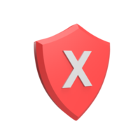 Shield with cross mark 3d icon model cartoon style concept. render illustration png
