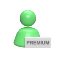 Usuario 3d con insignia premium. hacer ilustración png