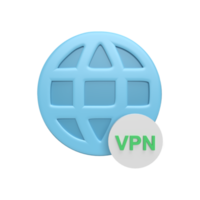 icona web 3d con il concetto di vpn. illustrazione resa