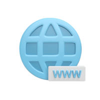 3D-Web-Symbol mit WWW-Konzept. gerenderte Abbildung png