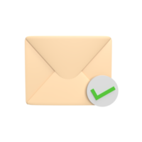 Message success to send 3d icon model cartoon style concept. render illustration png